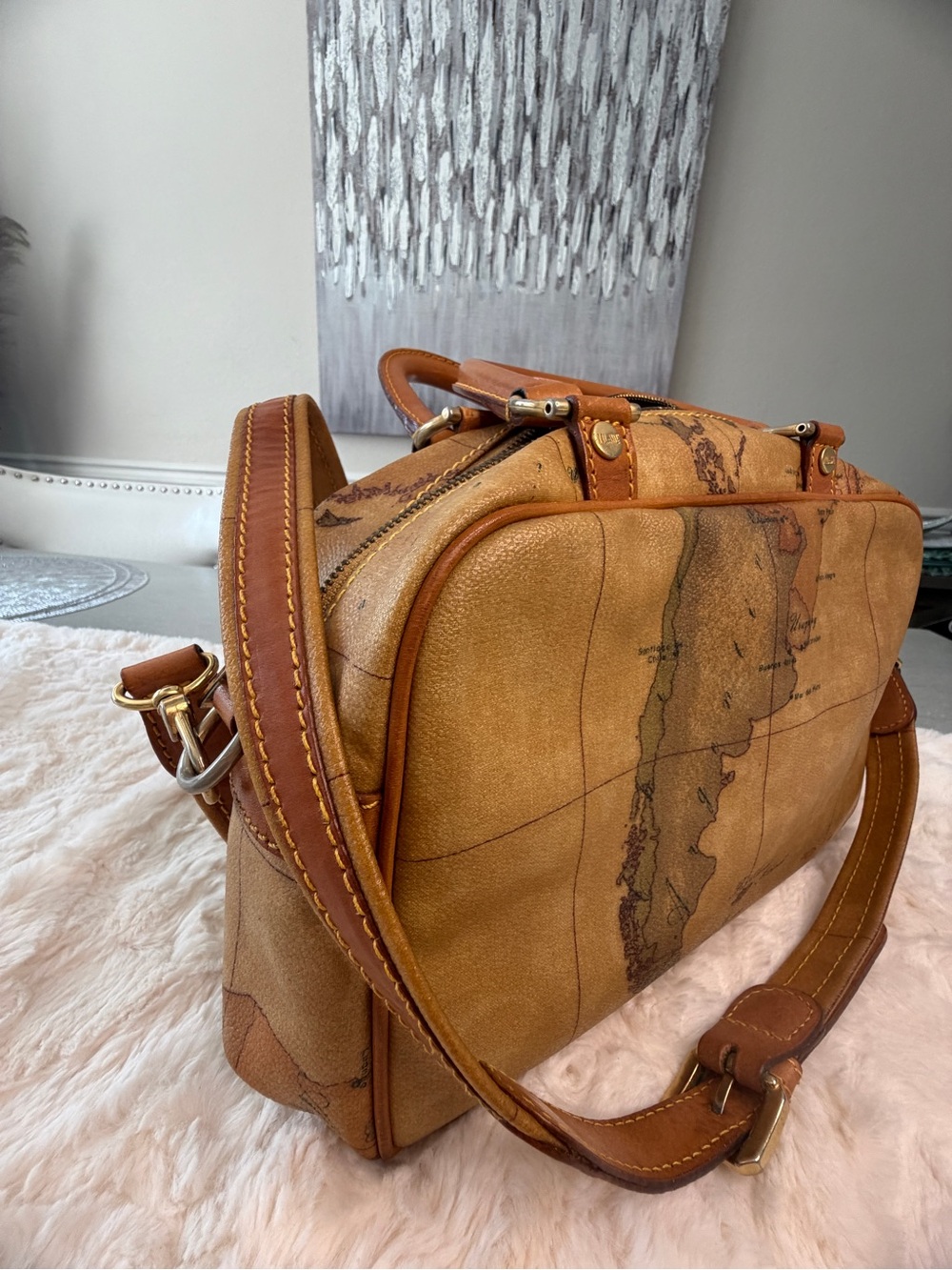 Alviero Martini 1ª Classe Geo Map Vintage Crossbody Satchel Italy - Picture 4 of 14